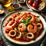 Shrimp and calamari in tomato sauce